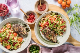 Grilled Sumac Chicken and Pomegranate Tabbouleh